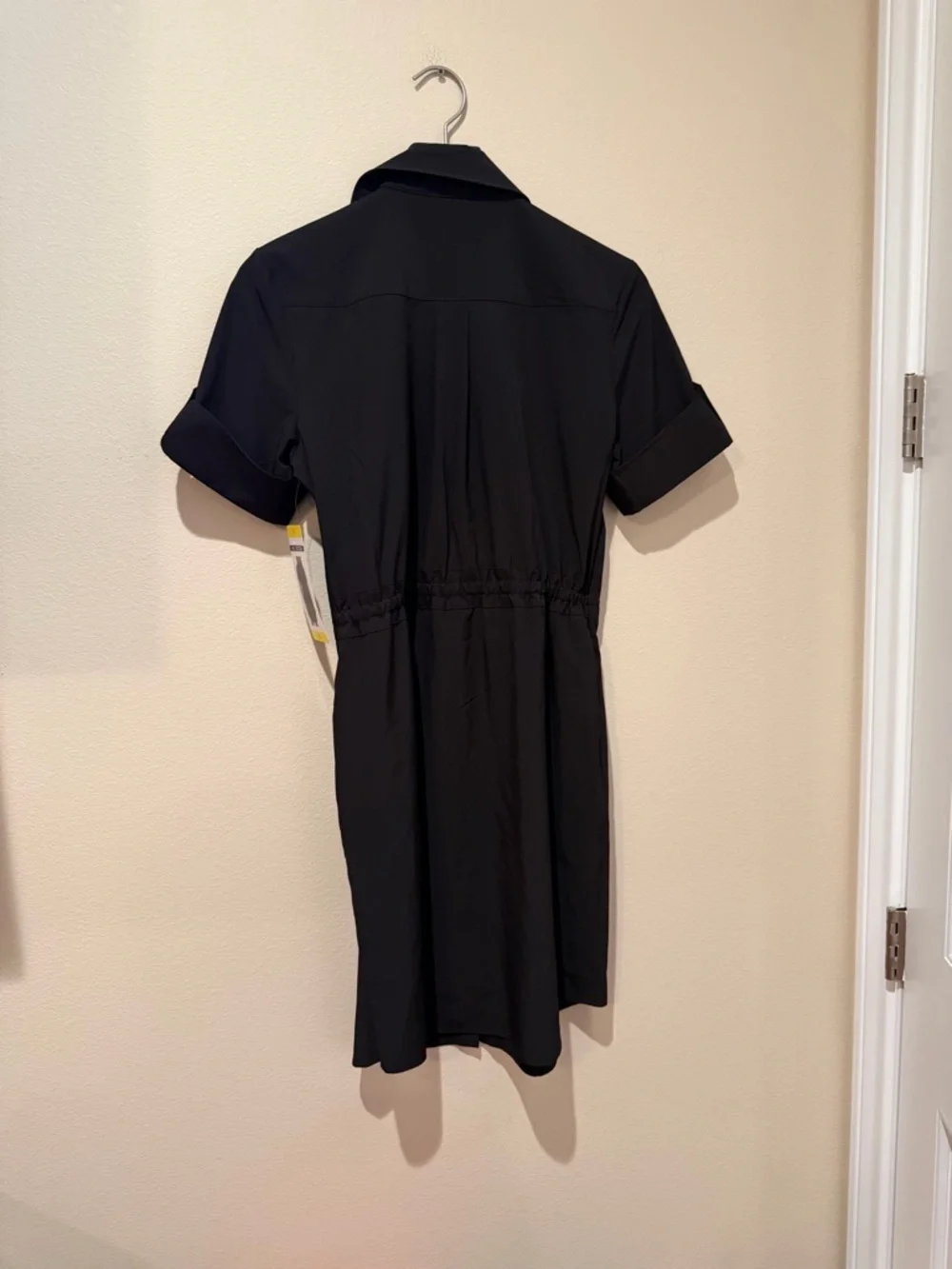 NWT Halston Heritage Black Button-Front Midi Shirt Dress - Picture 4 of 13